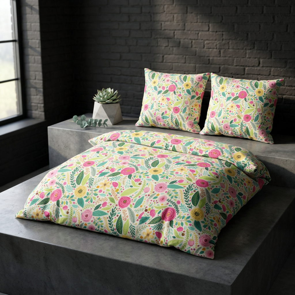 Floral Cotton Bed Set – Bright Garden Ditsy Print Bedding