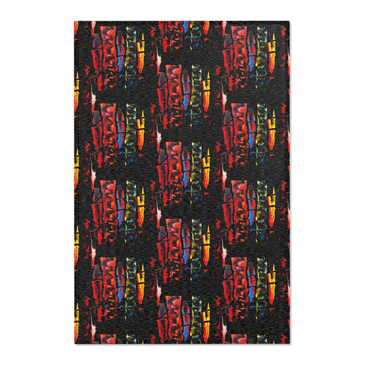 Area Rugs Abstract Red and Black 1